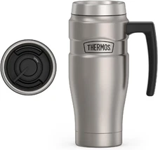 THERMOS Stainless King Vacuum-Insulated Travel Mug with Handle - 16oz, Matte Ste