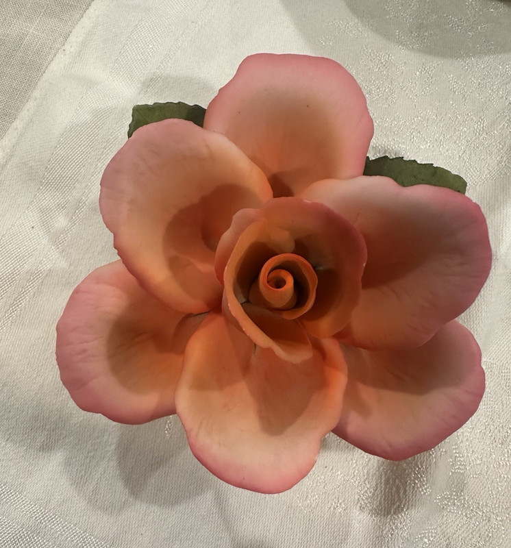 Napoleon Italy Porcelain Hand Painted Pink Rose Flower Figurine