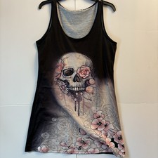 Misslook A-Line Tank Mini-Dress Skull And Flowers Women’s Size Large
