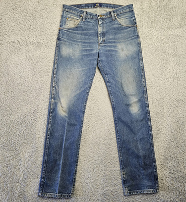 Vintage Wrangler 47MWZPW Jean 34x36 (Fits 34-35x36) Faded Whiskering Work *Stain