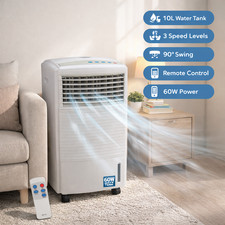 Portable Cooling Unit with Remote, 10L Water Tank, 3 Speed Air Cooler