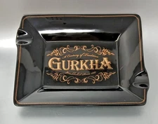 Gurkha Cigar Two Finger Ashtray Black and Gold NEW