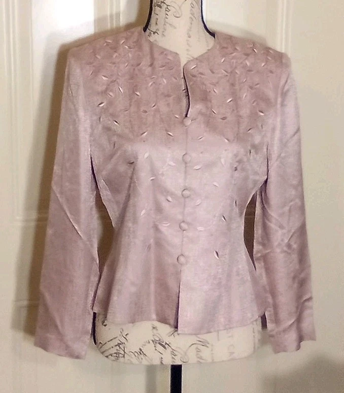 Chaqueta Papell Mujer Talla 8 Petite Color Rosa 100% Seda Foto 4 de 4