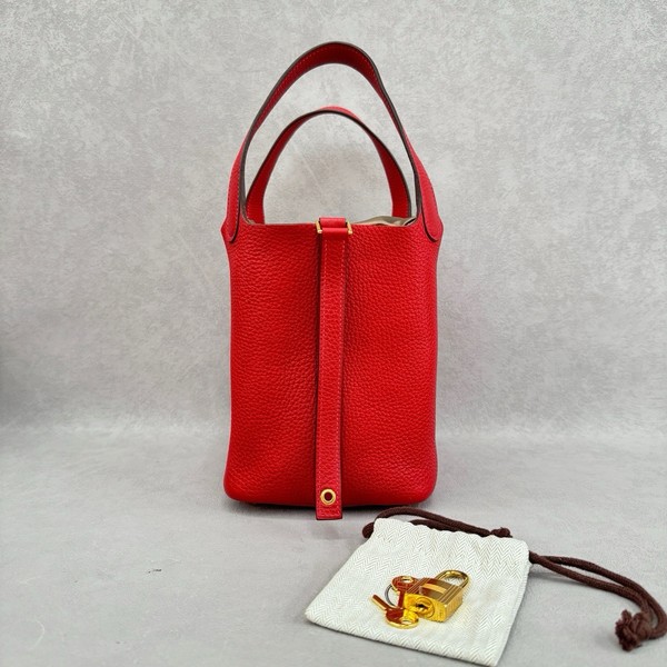 Hermès Picotin Lock 18 Rouge Clemence Leather Gold Hardware A Stamp