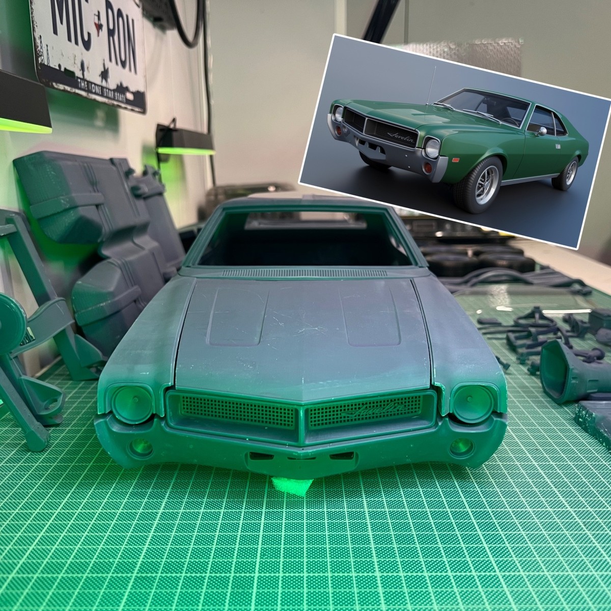 1/8 Scale 1968 AMC Javelin Resin Model Kit with Engine – Huge Size