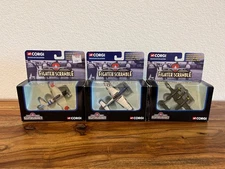 Corgi Fighter Scramble WW2 Zero, P-51, & P-38 1:80 Scale Die-Cast Airplanes LOT