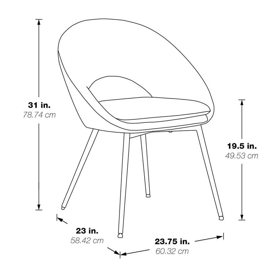 Silla de comedor Millie moderna con acento de cuchara con patas cónicas negras, tela gris Foto 4 de 4