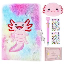 Axolotl Diary with Lock, Gift for 8 9 10 Year Old Girl, Secret Diary Journal ...