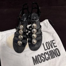Love Moschino Black Patent Sandals with Medallions size 39 with dustbag