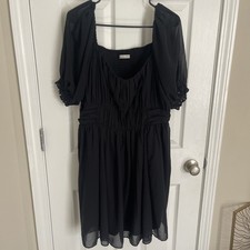 Abercrombie Fitch Womens Dress Black Ruched Bodice Puff Sleeve Size XL