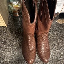 Tecovas Brown Exotic Ostrich Western Cowboy Boots