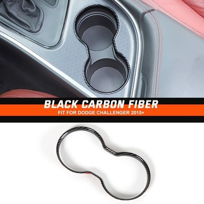 Inner Front Water Cup Holder Cover Ring For Dodge Challenger 2015+ Carbon Fiber