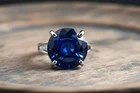 11 CT Round Cut Natural Blue Sapphire Ring Solid 925 Sterling Silver Jewelry