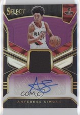 2018-19 Panini Select Rookie Jersey Purple Prizm 73/99 Anfernee Simons Auto rf2