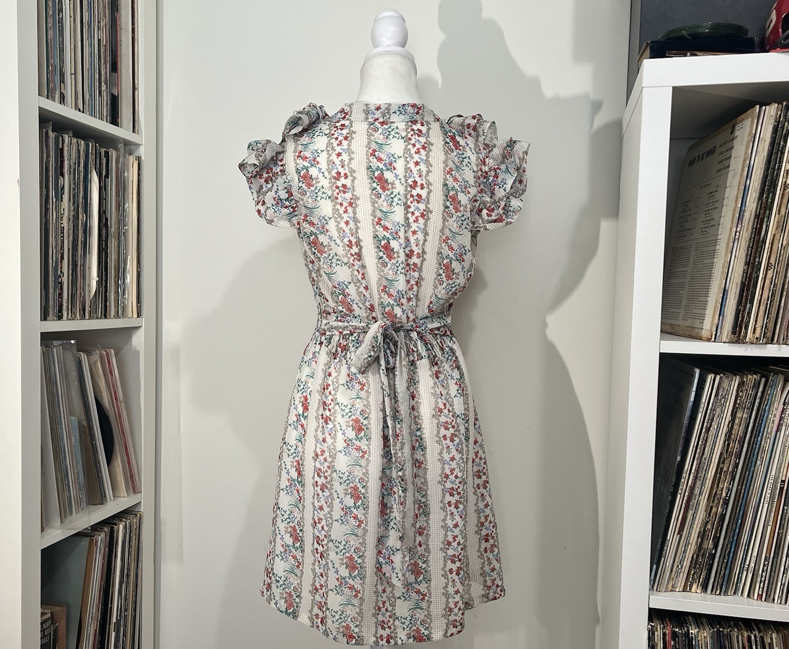 Y2K Twenty One Ruffle Boho Prairie Cottage Floral Tie Back Mini Dress Women’s S