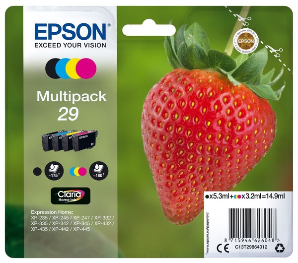Epson 29 C13T29864012 Originale Druckerpatronen Schwarz, Cyan, Magenta, Gelb-image
