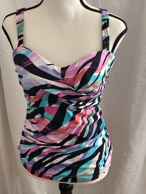 Profile/Gottex Tankini Swim Top MultiColor Padded Underwire Bra, Slimming Panel