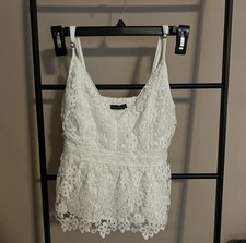 Abercrombie XS White Lace Floral Cami extra small tank top