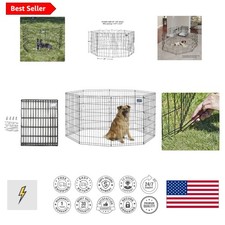 Folding Metal Dog Exercise Pen - 36-Inch Secure Playpen for Indoor/Outdoor Use