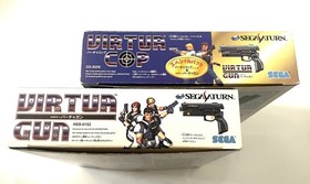 Sega Saturn Virtua Cop Gun Controller Set with Game Software Lot of 2 Boxed