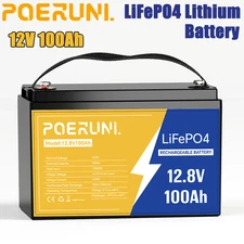 100Ah 12V LiFePO4 Lithium Battery 12V Deep Cycle BMS for Solar RV Off-grid Power