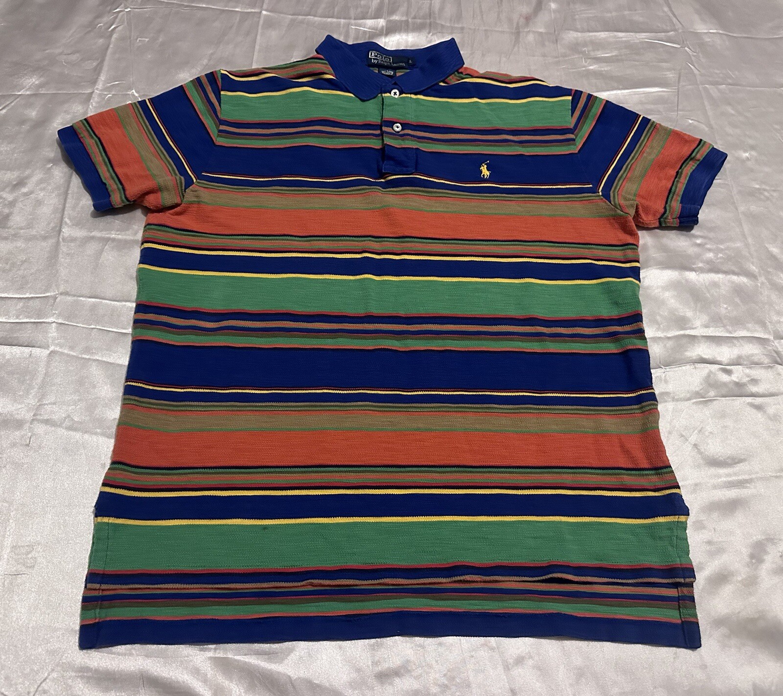 PONY Polo Ralph Lauren vintage anni 90 camicia uomo taglia grande righe arcobaleno