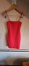 Pretty Little Thing Red Staight Neck Summer Bodycon Dress Size 6