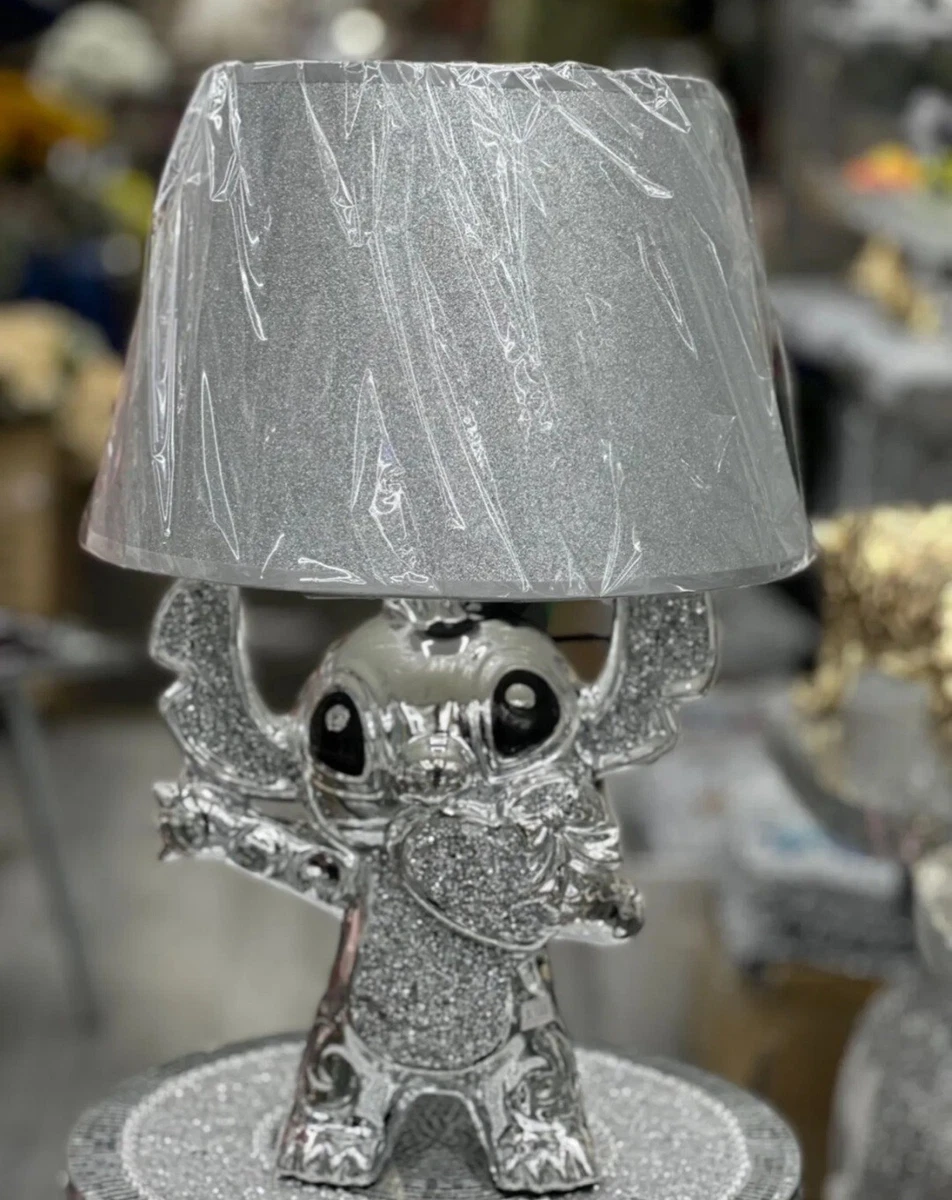 Bling X L STICH LAMP SHADE Ornament Silver Crushed Crystal Diamond
