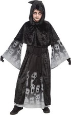 Forgotten Soul Child Hooded Costume Black Capelet Robe Halloween Fancy Dress