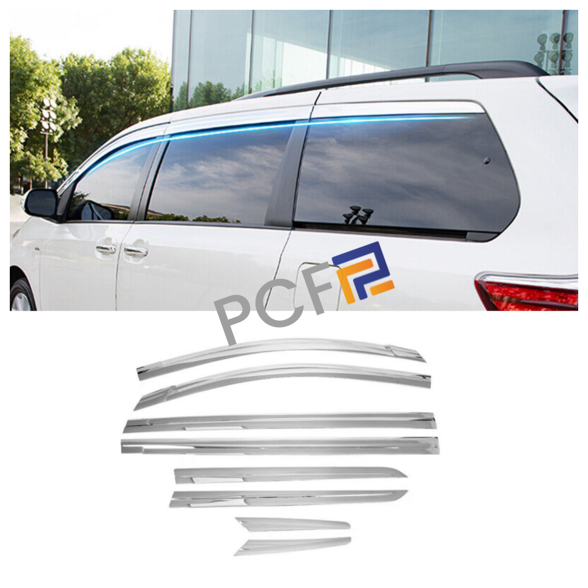 For Toyota Sienna 2011-2020 ABS Chrome Side Window Visor Vent Deflector 8PCS