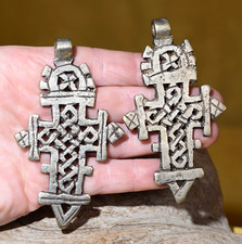 2 Ethiopian Coptic Christian Cross Pendants Handmade 20 YRs Ago Ethiopia, Africa