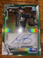 2021 Bowman Chrome Green RC Ref Auto Daulton Jefferies 12/99 Oakland Athletics
