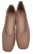 Time and Tru Women's Soft Square Toe Ballet Shoes Camel Beige Flat New 5S4