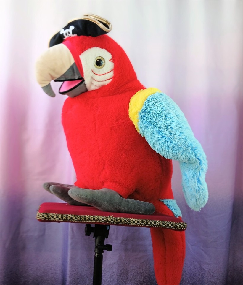 Parrot Macaw ventriloquist figure dummy puppet plush 24" 40' inc tail