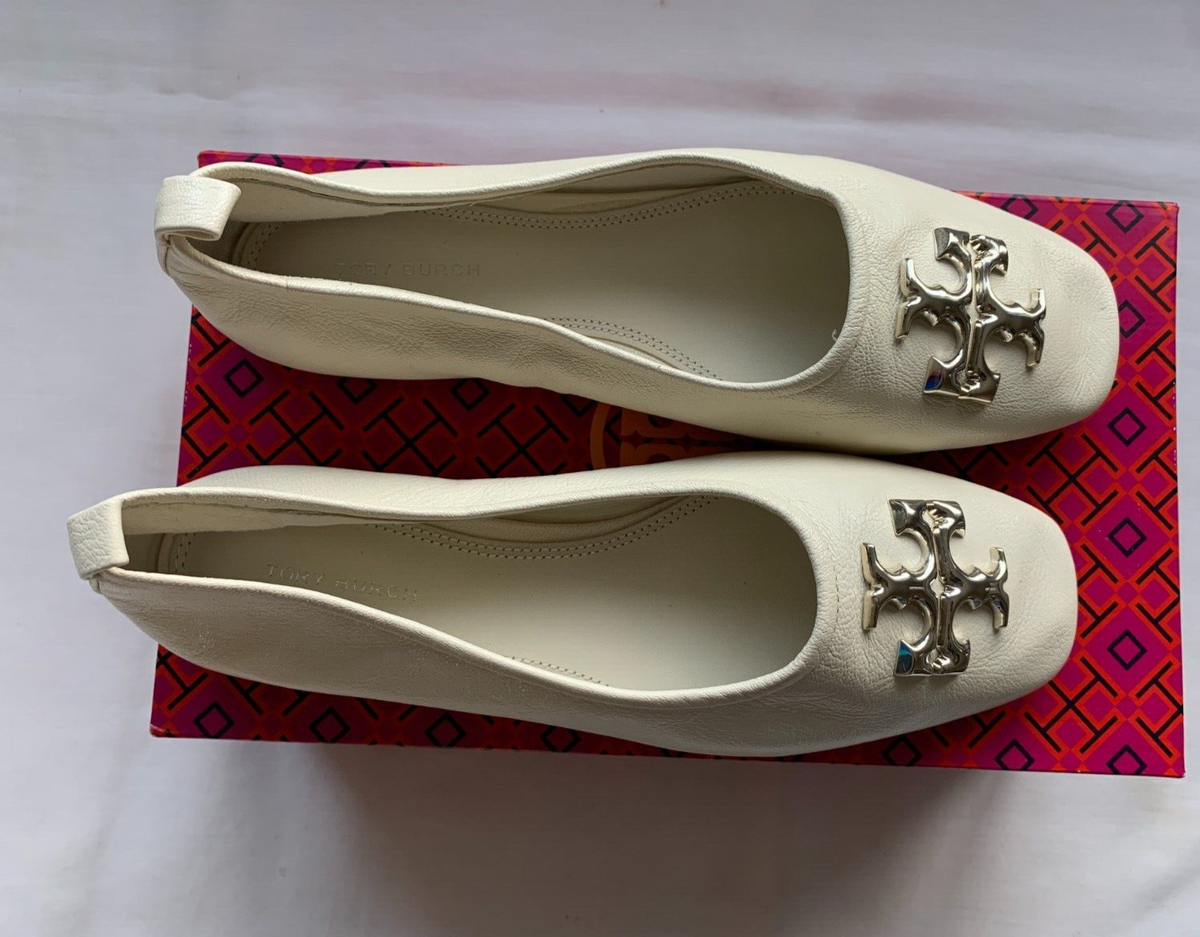 Tory Burch Eleanor Ballet Flat New Ivory Leather Women's 7.5 New