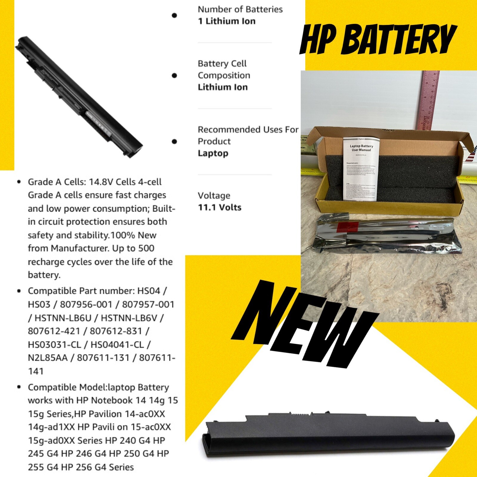 Hp Notebook Battery V104 for HP Envy 14 15 17 Pavilion 15 17 756743001