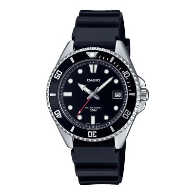 Casio MDV10-1A1 Dive 38mm Rubber Band Black Dial Sports Watch