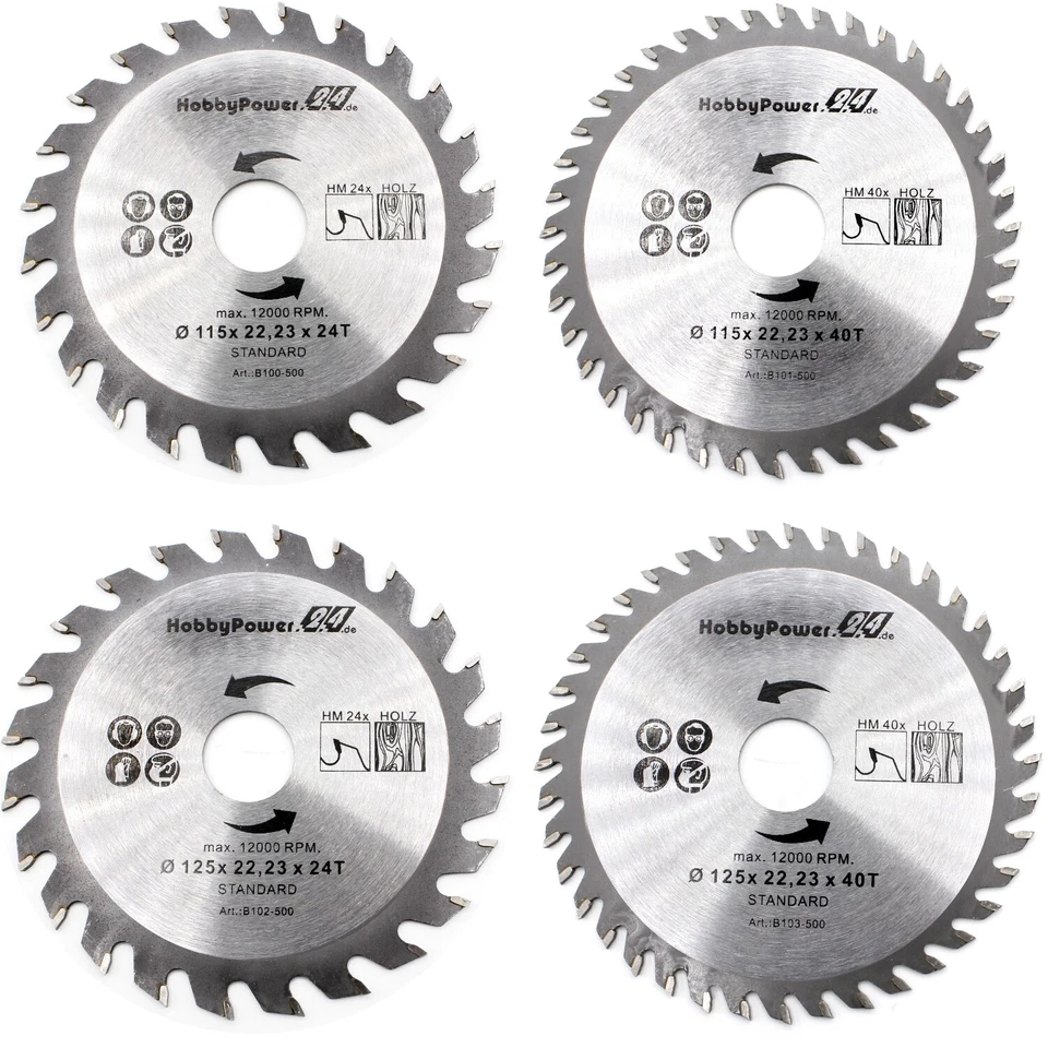 HM Kreissägeblatt Sägeblatt Ø 115mm / 125mm / 22,23 / 20mm für Holz Kunststoff