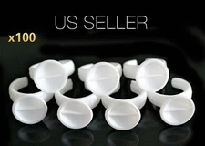 100 PCS White Pigment Glue Ring Cups Tattoo Ink Holder For Permanent Makeup US 