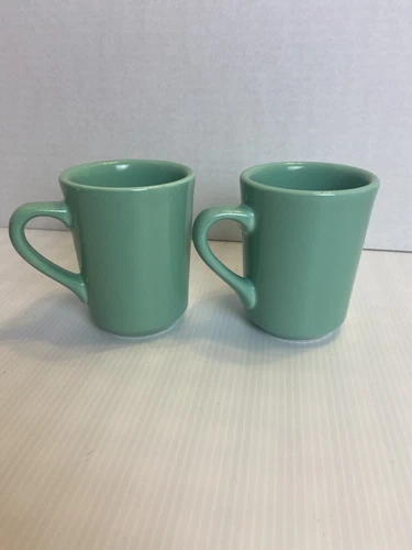 Homer Laughlin China Denver Mug Vintage Set Of 2 Coffee Cups Retired Sea Mist