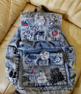 denim backpack new look