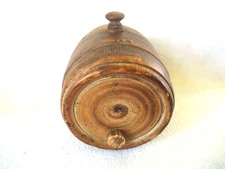 Vintage Crock Art Pottery 6" Mini Stoneware Barrel Keg with 2 Cork Plugs