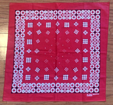 Vintage Color Fast Cotton Bandana Red 21.5" x 21" Polka Dot