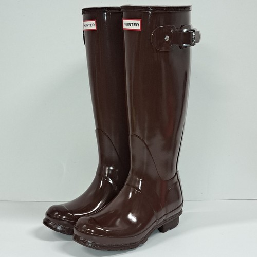 Brand New Hunter Original Tall Rain Boot for Women - Brown Bolt - Size 6 to 10
