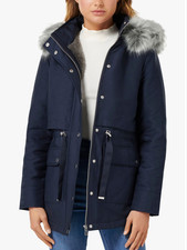 Bnwt (john Lewis) Forever New Arianna Parka Jacket, Navy Blue 10 Rrp£159