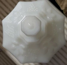 Vintage Imperial Milk Glass Scroll Pedestal Compote Candy Dish w/Lid 