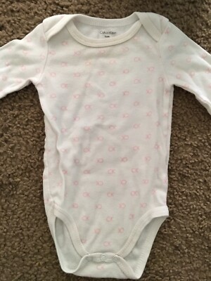 Infant Girls Calvin Klein Long Sleeve One Piece White Pink Ck 3 6 Months 527 Ebay