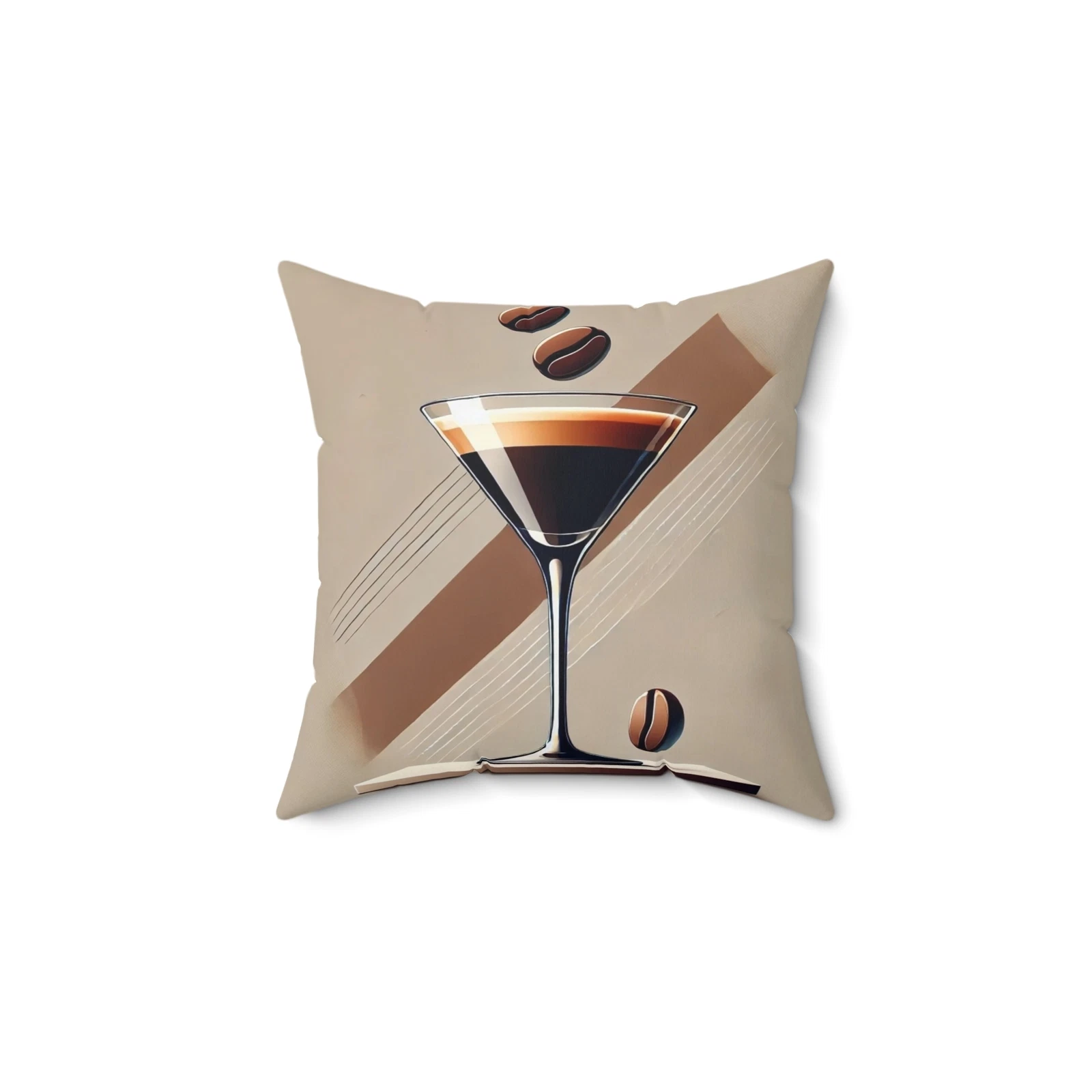 Square Pillow Modern Espresso Martini Design Housewarming Gift Retro Charm