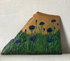 Картина Волошки ТРАВА ЛІТО Пейзаж Поле Акрил Оргаліт 5Х7 дюймів ЕКСКЛЮЗИВ