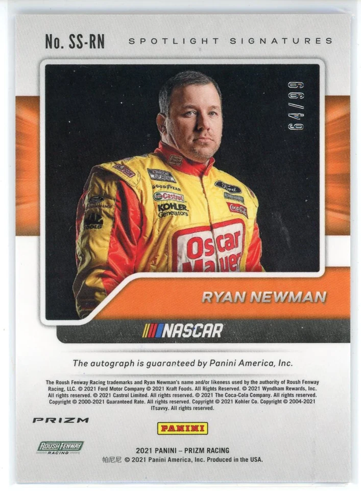 Ryan Newman Autographed 2021 Panini Prizm Spotlight Signatures Prizm Card #SS-RN - Image 2 of 2